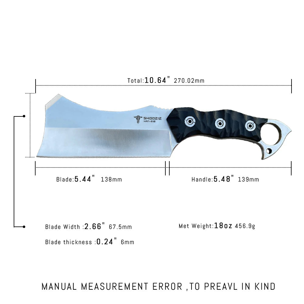 SHOOZIZ™ HAN216-BGS,5.44" 8Cr14MoV Steel Satin Fixed Blade,G10 Handle