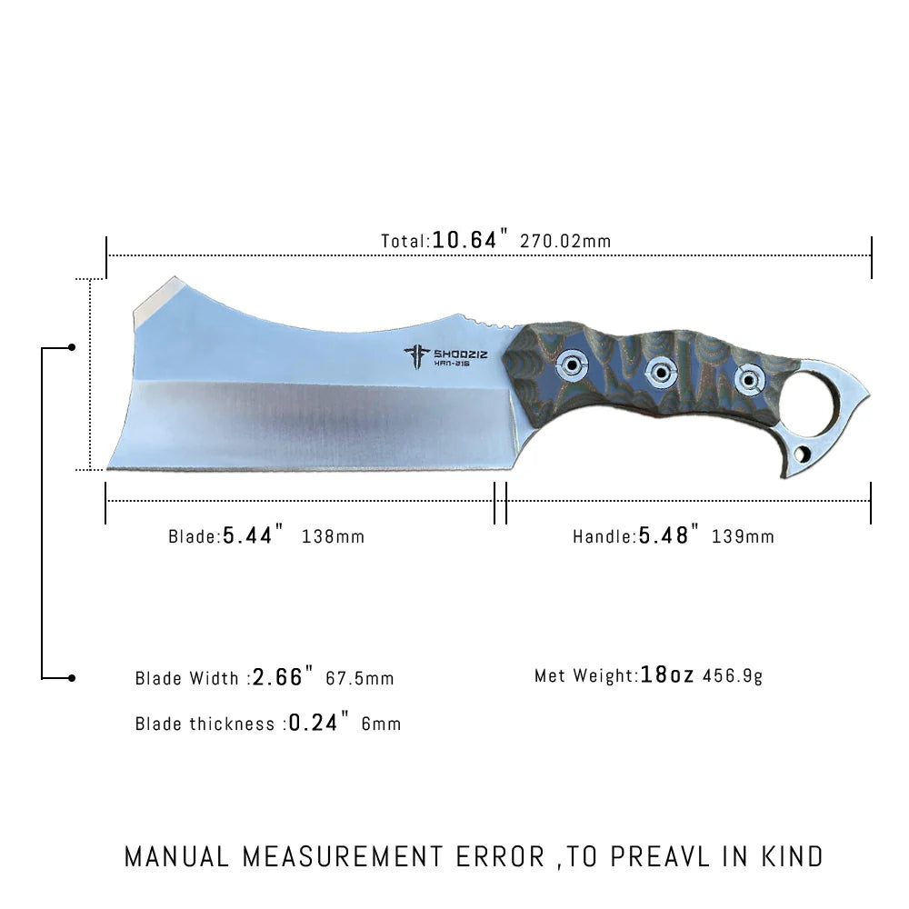 SHOOZIZ™ HAN216-CoGS,5.44" 8Cr14MoV Steel Satin Fixed Blade,G10 Handle
