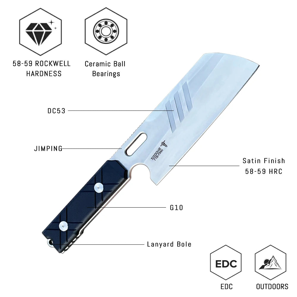 SHOOZIZ™ HAN217-BGS,5.69" DC53 Steel Satin Fixed Blade,G10 Handle