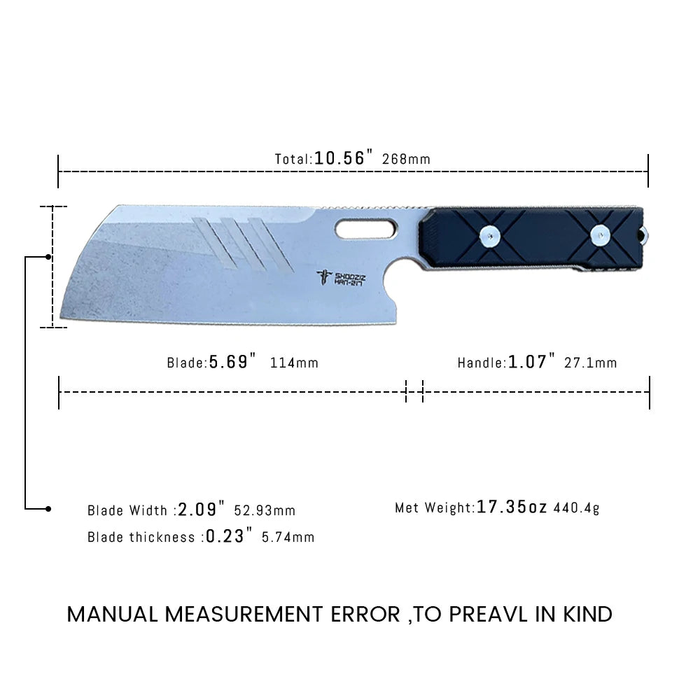 SHOOZIZ™ HAN217-BGSt,5.69" DC53 Steel Stonewash Fixed Blade,G10 Handle