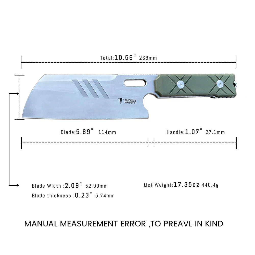 SHOOZIZ™ HAN217-GGS,5.69" DC53 Steel Satin Fixed Blade,G10 Handle