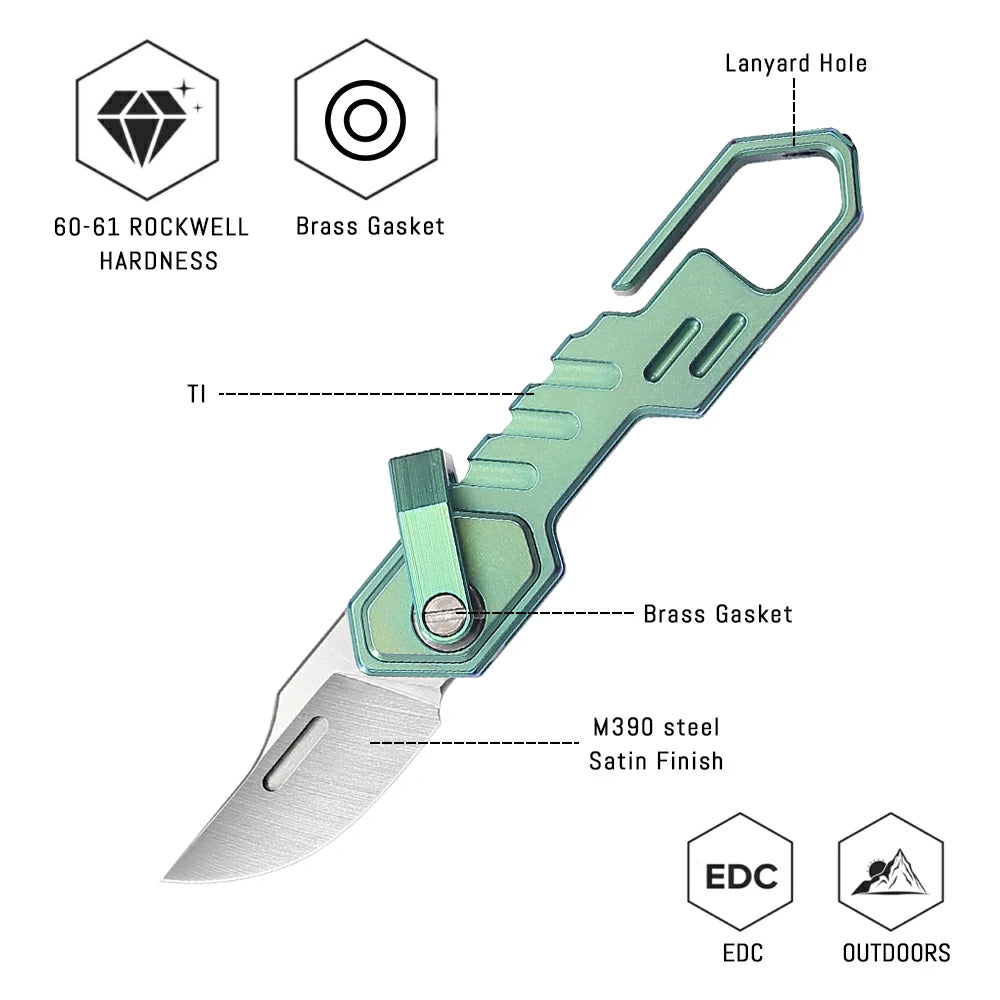 SHOOZIZ™ HAN218-GTSB,0.87"M390 Steel Satin Blade,Ti Handle
