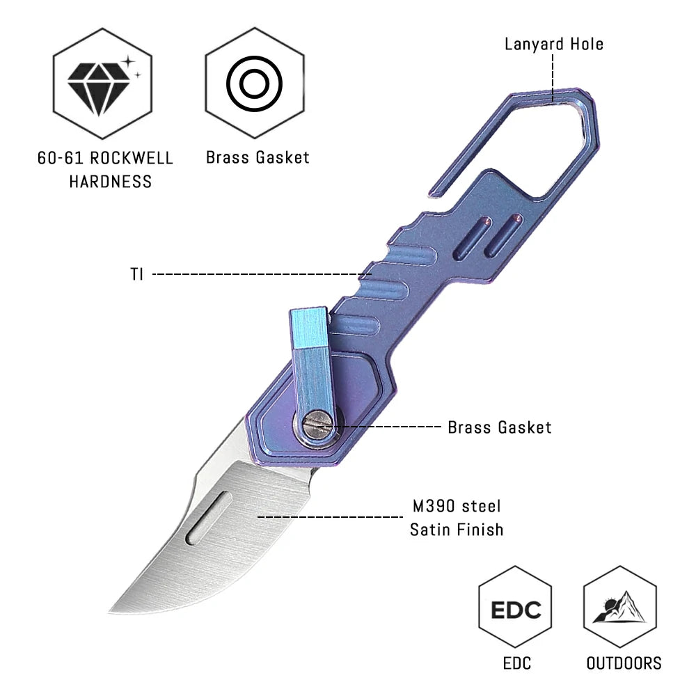 SHOOZIZ™ HAN218-LTSB,0.87"M390 Steel Satin Blade,Ti Handle