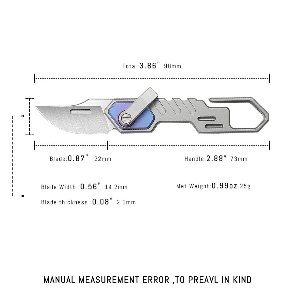 SHOOZIZ™ HAN218-OrTSB,0.87"M390 Steel Satin Blade,Ti Handle