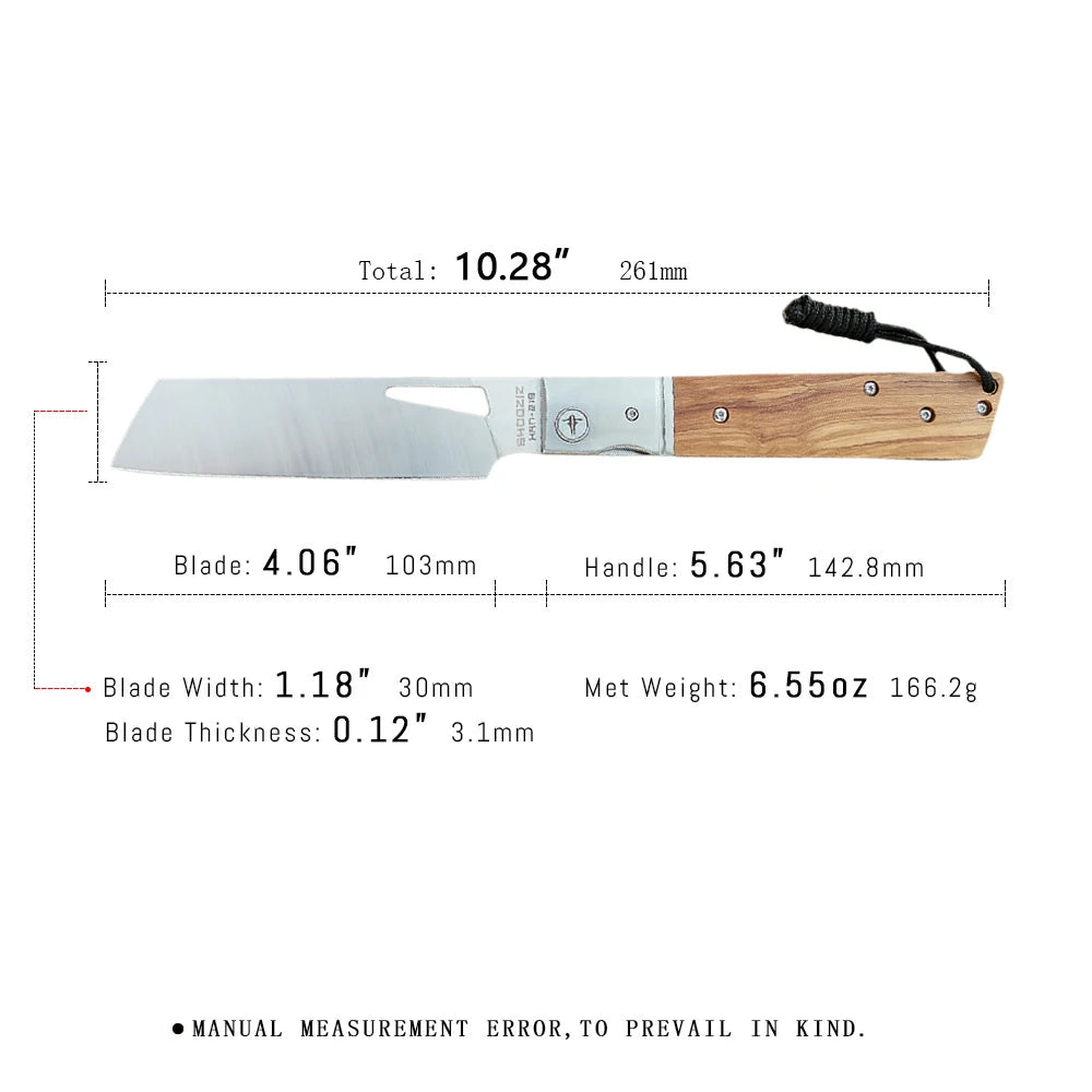 SHOOZIZ™ HAN219A-OWS,Liner Lock,4.06" 5Cr15MoV Steel Satin Fixed Blade,Olive wood Handle