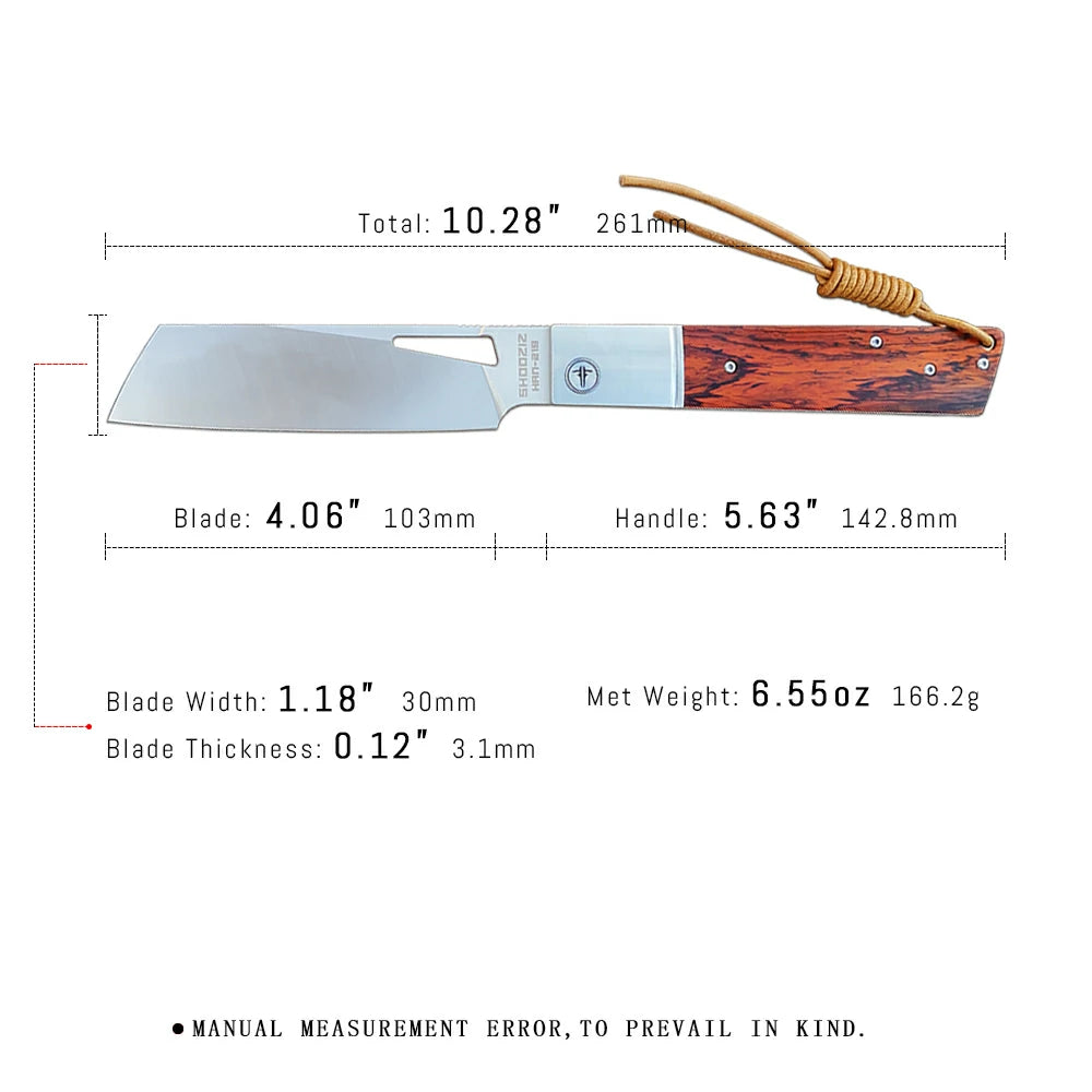 SHOOZIZ™ HAN219A-RWS,Liner Lock,4.06" D2 Steel Satin Fixed Blade,Rose wood Handle