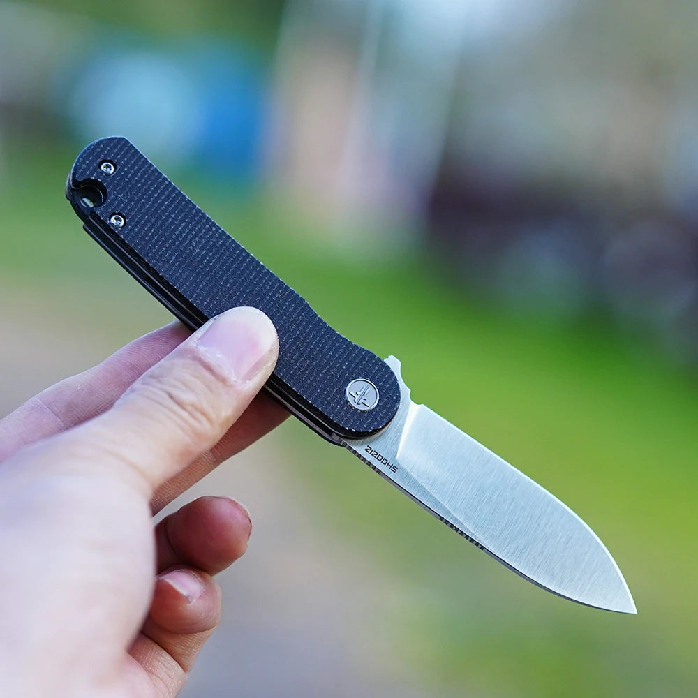 SHOOZIZ™ HAN309-BMS,Liner Lock,2.59"D2 Steel Satin Blade,Black Micarta Handle