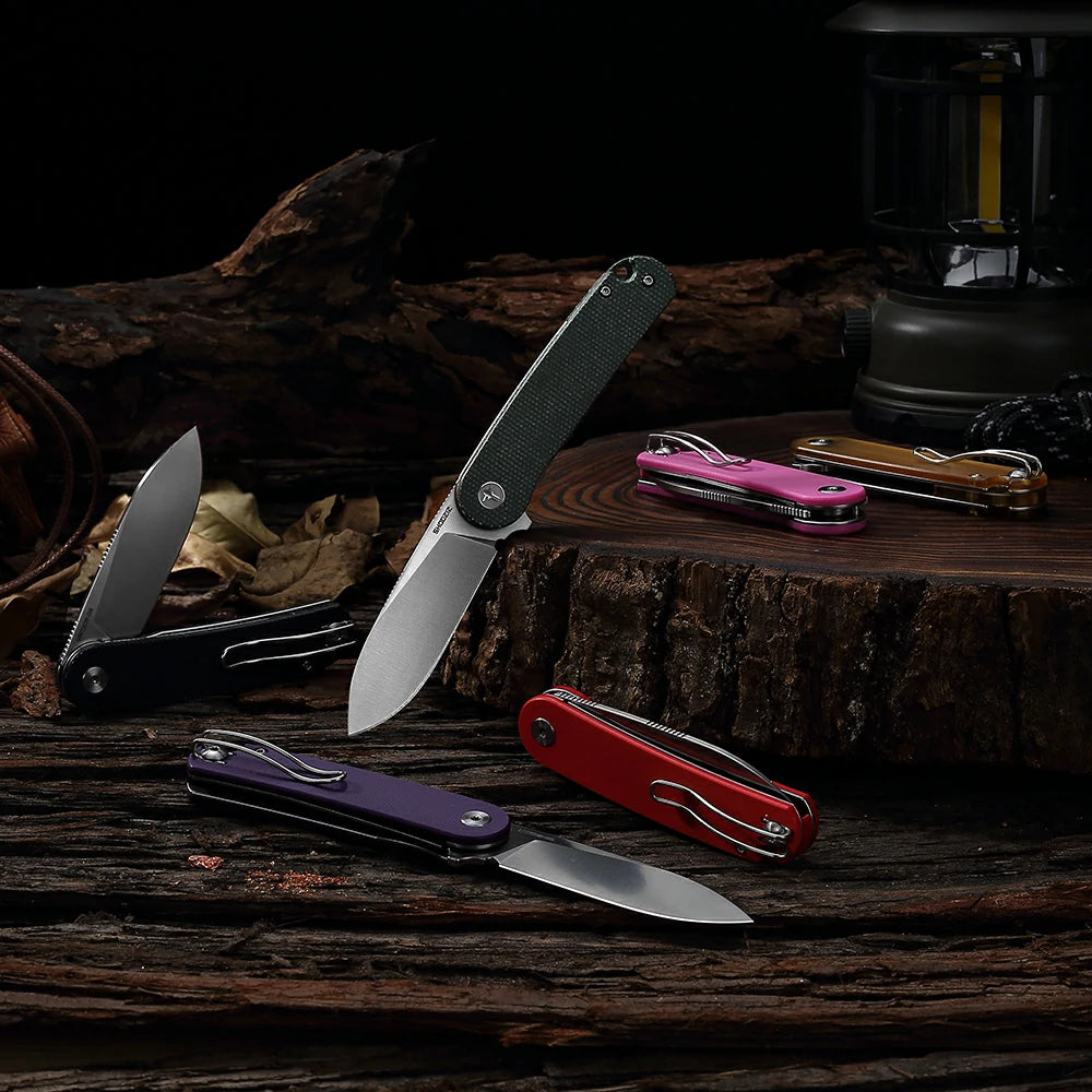 SHOOZIZ™ HAN309-GMS,Liner Lock,2.59"D2 Steel Satin Blade,Green Micarta Handle