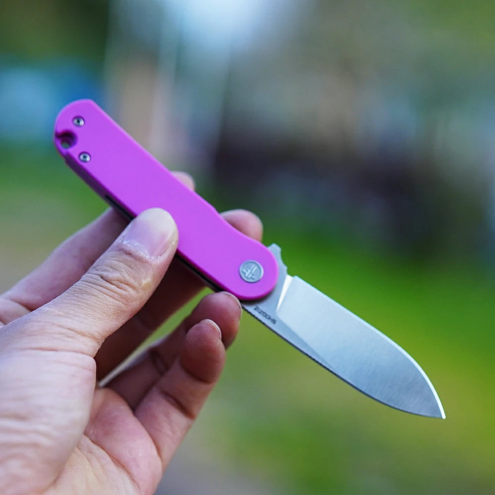 SHOOZIZ™ HAN309-PinkGS,Liner Lock,2.59"D2 Steel Satin Blade,pink G10 Handle