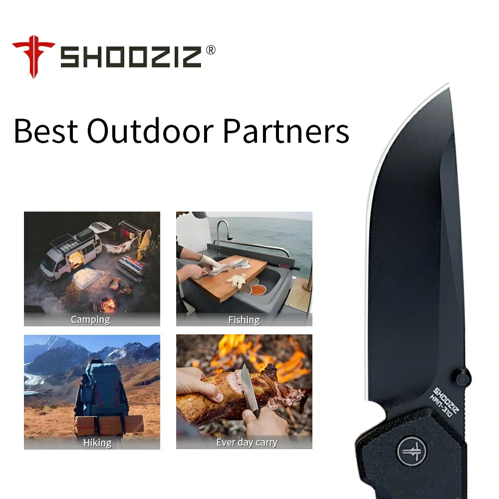 SHOOZIZ™ HAN310-BMB,Axis Lock,3.94"14C28N Steel Black PVD Blade,Black Micarta Handle