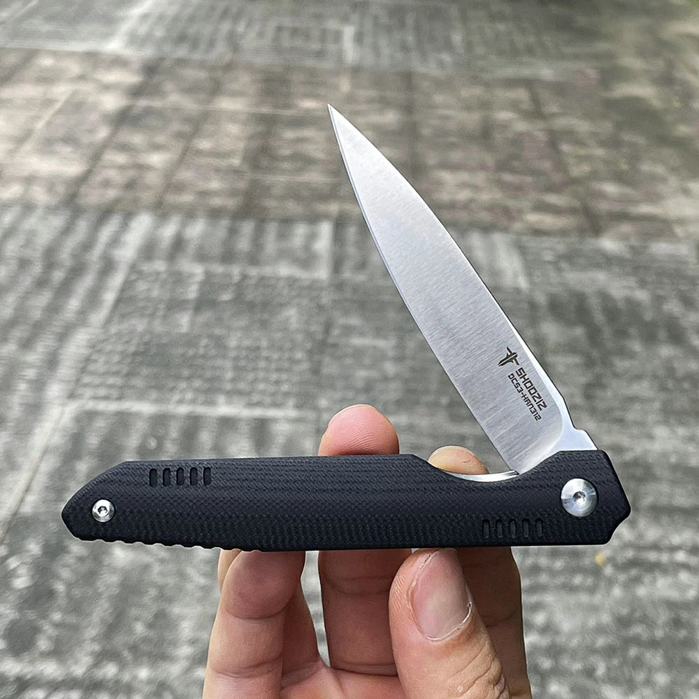 SHOOZIZ™ HAN312-BGS,Liner Lock,3.39"DC53 Steel Satin Blade,Black G10 Handle