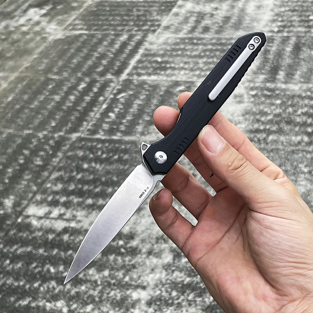 SHOOZIZ™ HAN312-BGS,Liner Lock,3.39"DC53 Steel Satin Blade,Black G10 Handle