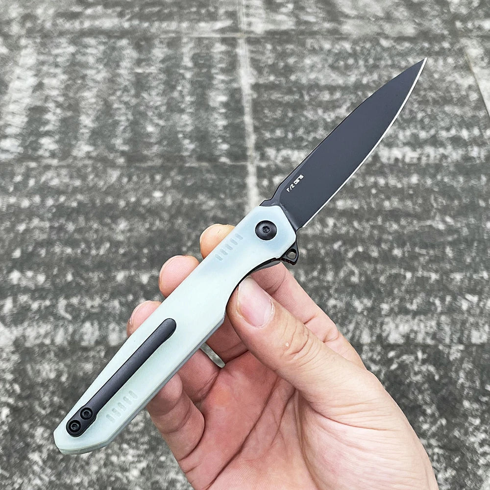SHOOZIZ™ HAN312-JGB,Liner Lock,3.39"DC53 Steel Black PVD Blade,Jade G10 Handle