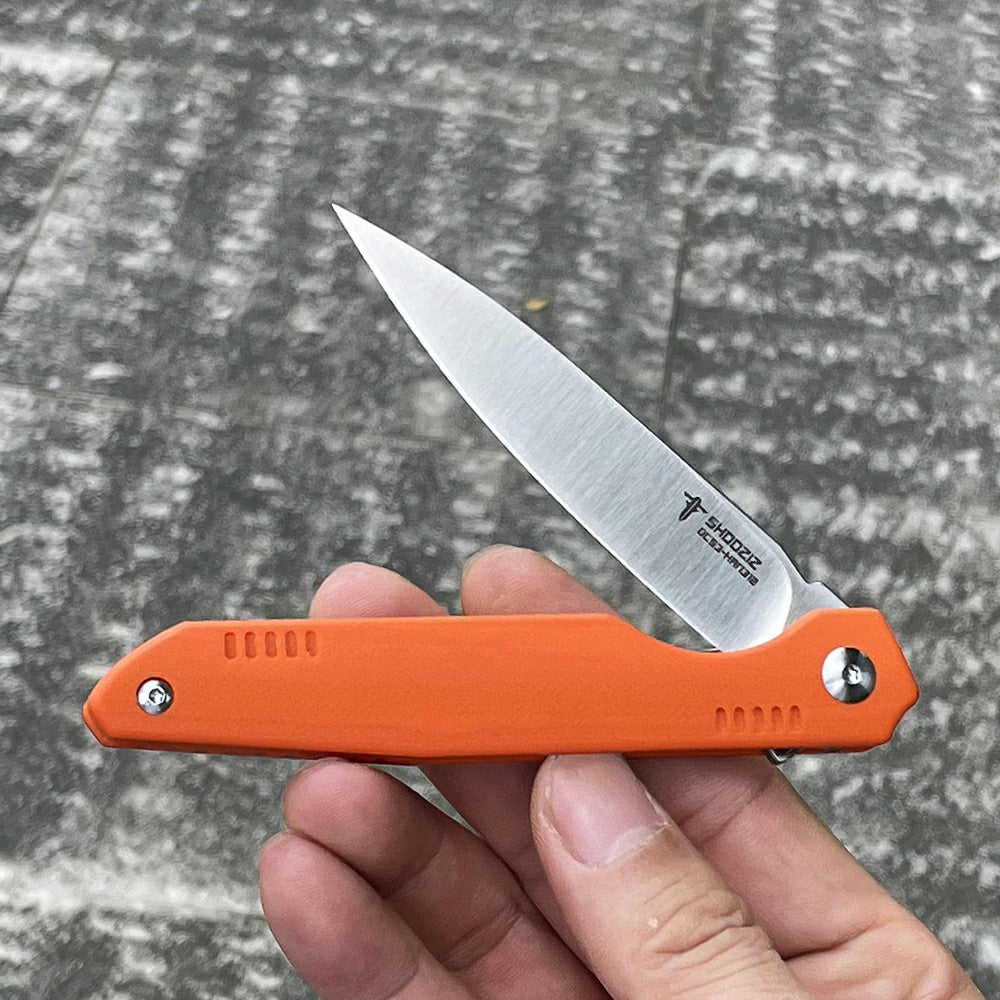 SHOOZIZ™ HAN312-OGS,Liner Lock,3.39"DC53 Steel Satin Blade,Orange G10 Handle