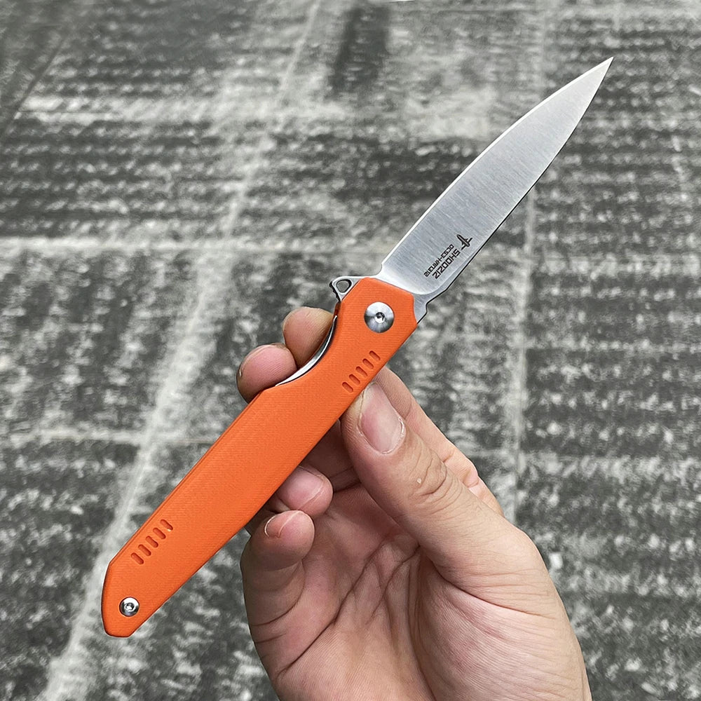 SHOOZIZ™ HAN312-OGS,Liner Lock,3.39"DC53 Steel Satin Blade,Orange G10 Handle