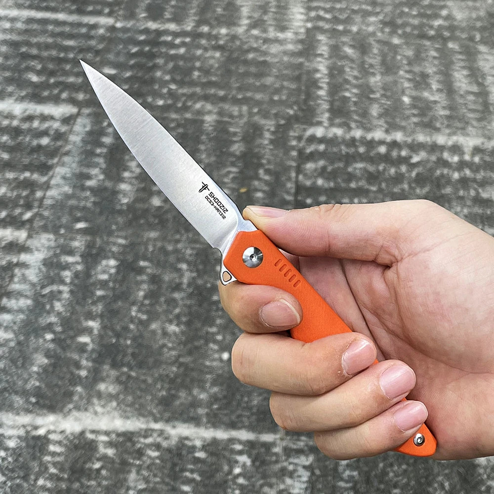 SHOOZIZ™ HAN312-OGS,Liner Lock,3.39"DC53 Steel Satin Blade,Orange G10 Handle