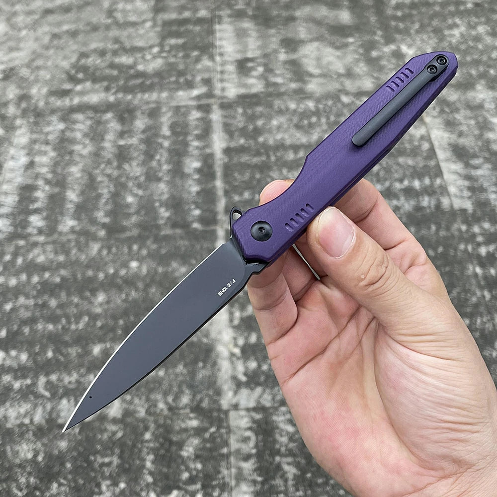SHOOZIZ™ HAN312-PGB,Liner Lock,3.39"DC53 Steel Black PVD Blade,purple G10 Handle