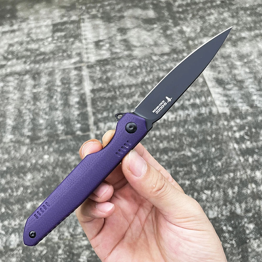 SHOOZIZ™ HAN312-PGB,Liner Lock,3.39"DC53 Steel Black PVD Blade,purple G10 Handle