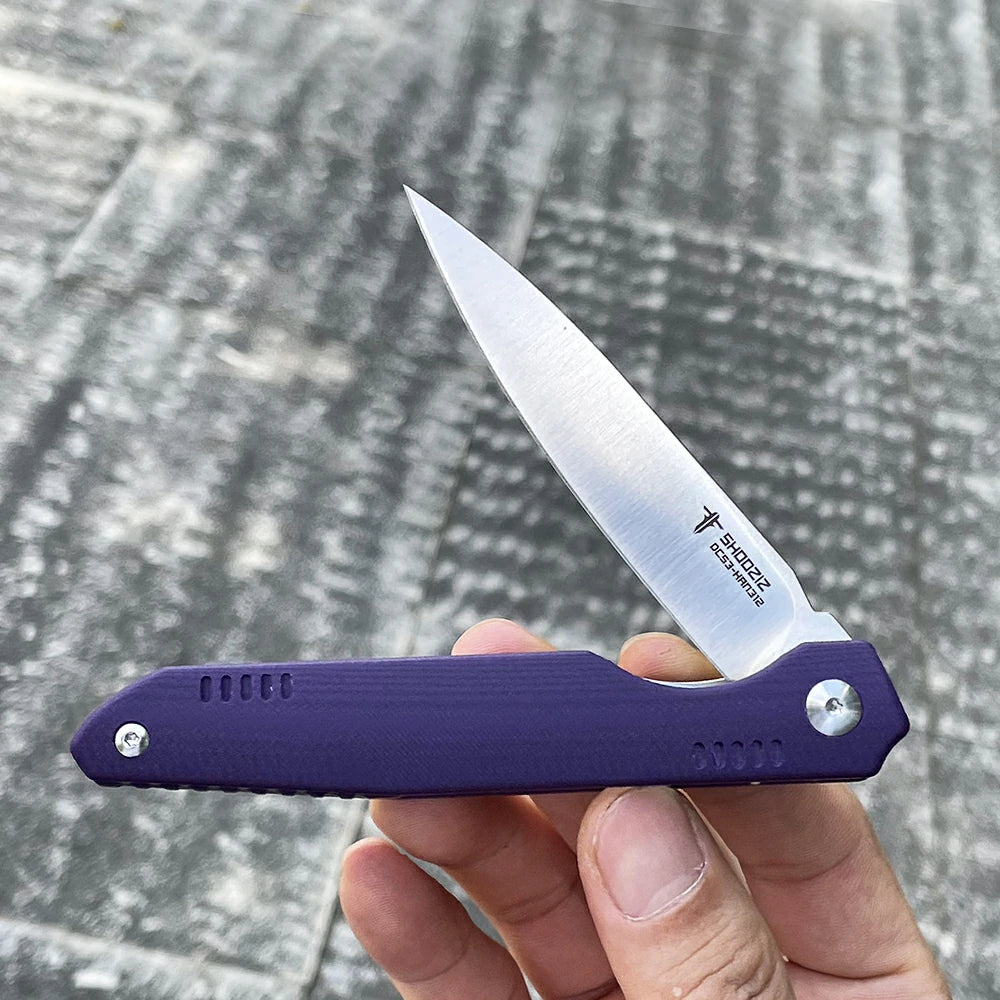 SHOOZIZ™ HAN312-PGS,Liner Lock,3.39"DC53 Steel Satin Blade,purple G10 Handle