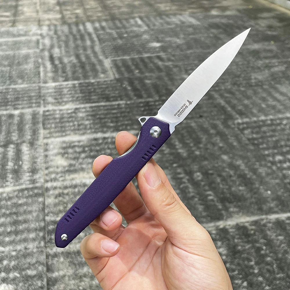 SHOOZIZ™ HAN312-PGS,Liner Lock,3.39"DC53 Steel Satin Blade,purple G10 Handle