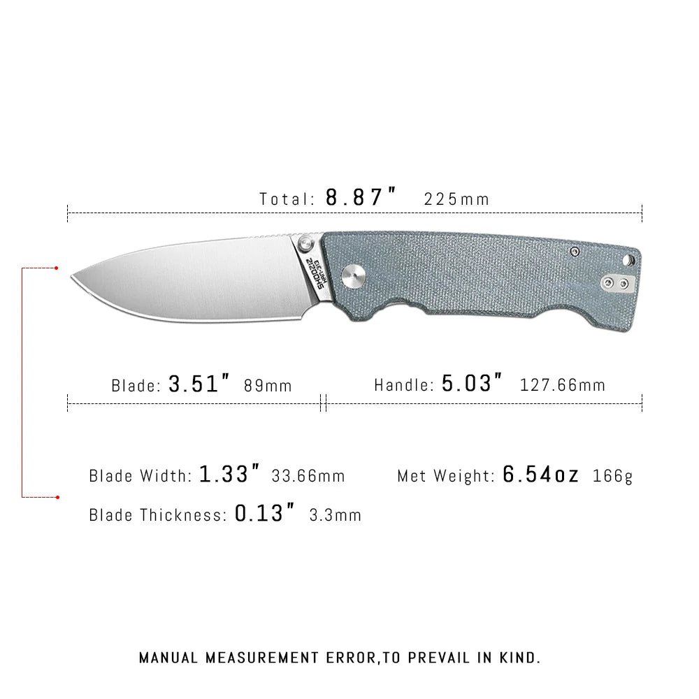 SHOOZIZ™ HAN313-GMS,Liner Lock,3.51"14C28N Steel Satin Blade,Green Micarta Handle