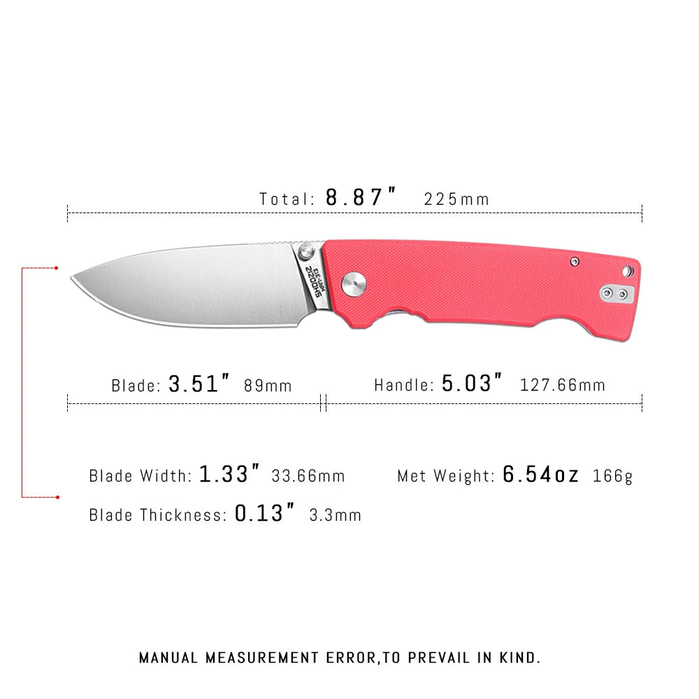 SHOOZIZ™ HAN313-RGS,Liner Lock,3.51"14C28N Steel Satin Blade,Red G10 Handle