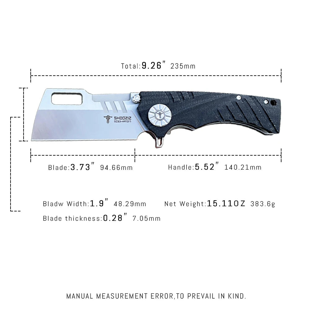 SHOOZIZ™ HAN317-BMS,Liner Lock,3.73"DC53 Steel Satin Blade,Micarta Handle