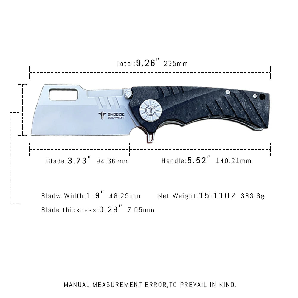 SHOOZIZ™ HAN317-BMSt,Liner Lock,3.73"DC53 Steel Stonewash Blade,Micarta Handle