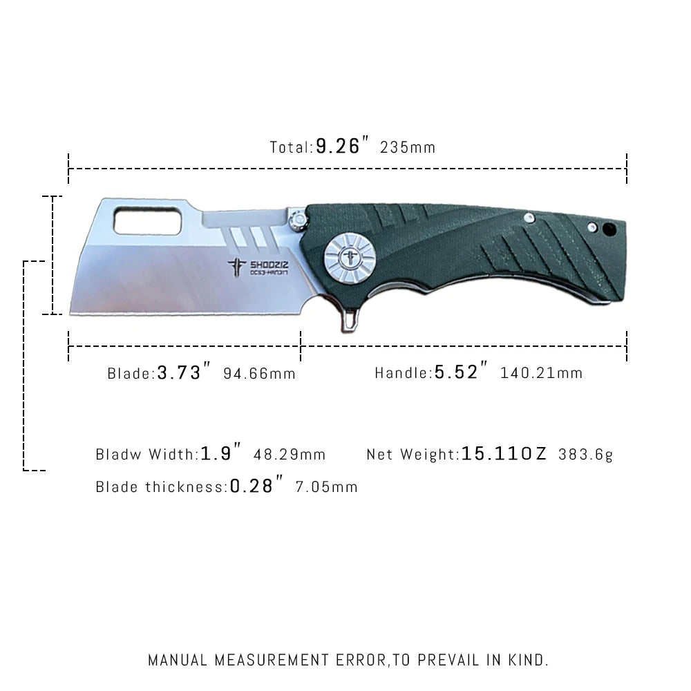 SHOOZIZ™ HAN317-GMS,Liner Lock,3.73"DC53 Steel Satin Blade,Micarta Handle