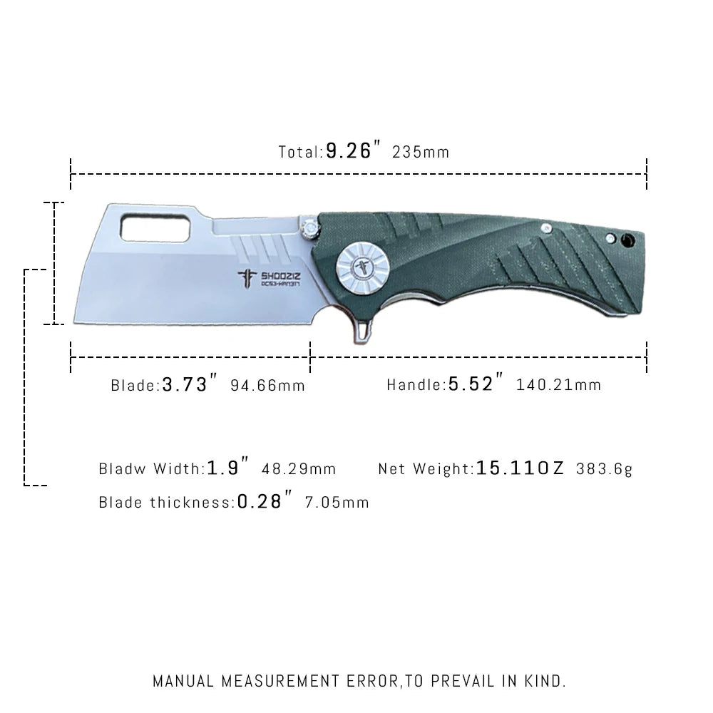 SHOOZIZ™ HAN317-GMSt,Liner Lock,3.73"DC53 Steel Stonewash Blade,Micarta Handle