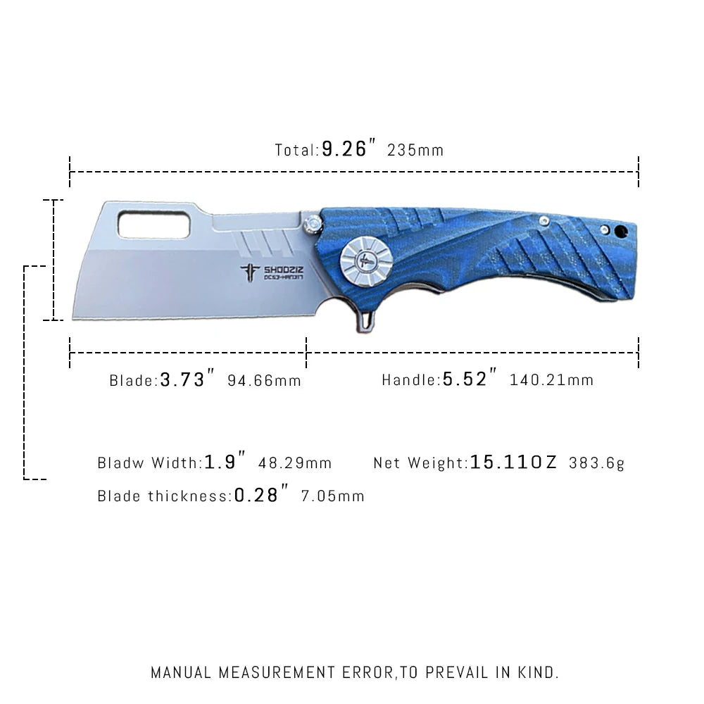 SHOOZIZ™ HAN317-LMSt,Liner Lock,3.73"DC53 Steel Stonewash Blade,Micarta Handle