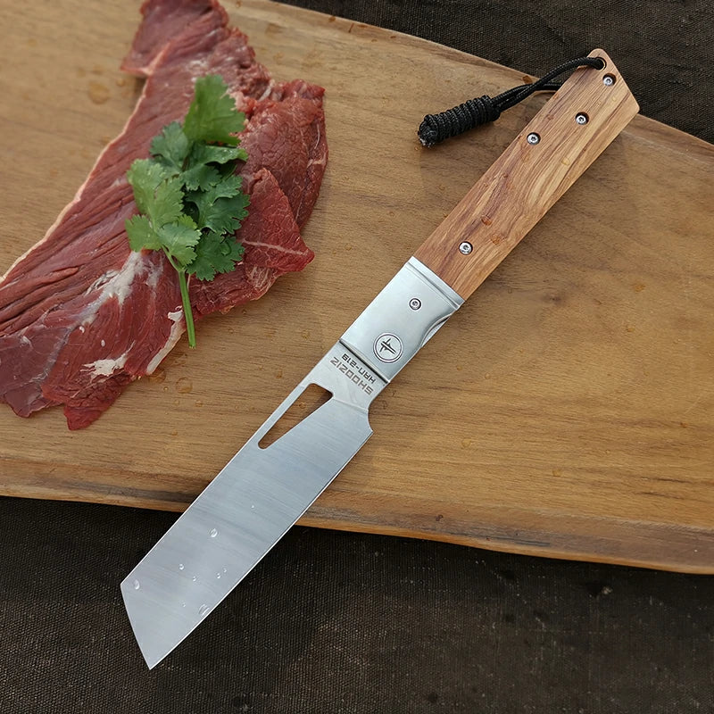 SHOOZIZ™ HAN219A-OWS,Liner Lock,4.06" 5Cr15MoV Steel Satin Fixed Blade,Olive wood Handle