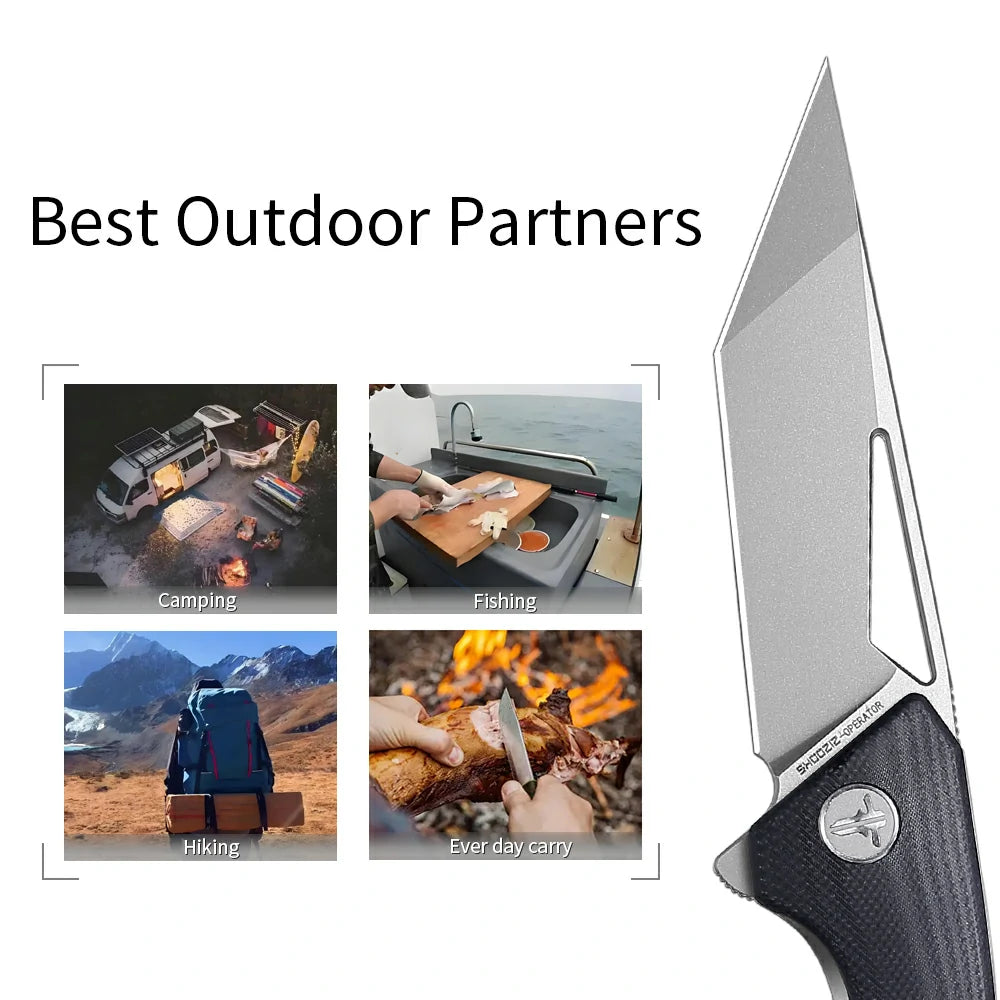 SHOOZIZ™ OPERATOR-BGb,Liner Lock,3.39"14C28N Steel sand blasting Blade,G10 Handle