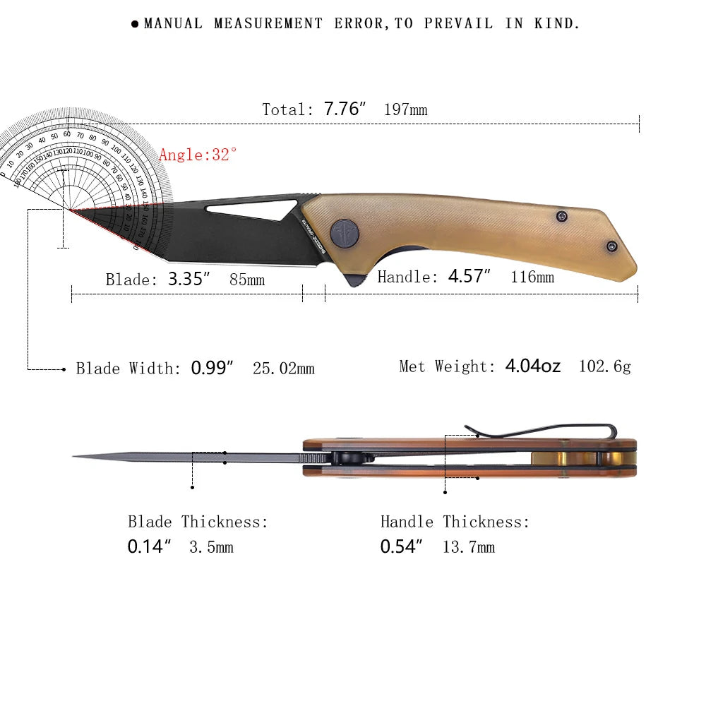 SHOOZIZ™ OPERATOR-JUB,Liner Lock,3.35"14C28N Steel Black PVD Blade,Ultem Handle