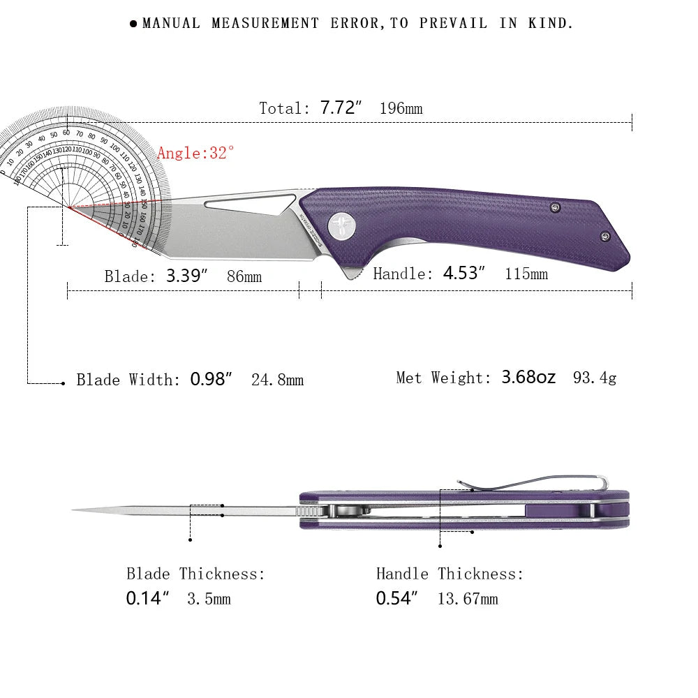 SHOOZIZ™ OPERATOR-PGb,Liner Lock,3.39"14C28N Steel sand blasting Blade,G10 Handle