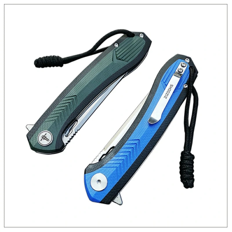 SHOOZIZ™ XUN110-GBGS,Liner Lock,3.55"D2 Steel Satin Blade,Green+ Black G10 Handle