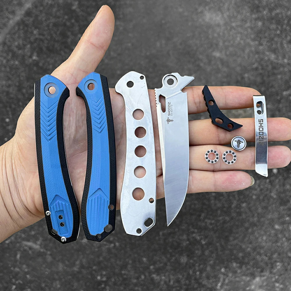 SHOOZIZ™ XUN110-LBGS,Liner Lock,3.55"D2 Steel Satin Blade,Blue + Black G10 Handle