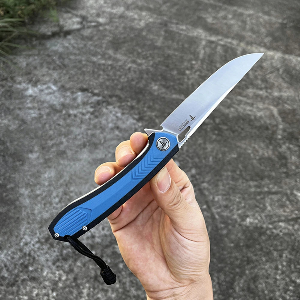 SHOOZIZ™ XUN110-LBGS,Liner Lock,3.55"D2 Steel Satin Blade,Blue + Black G10 Handle