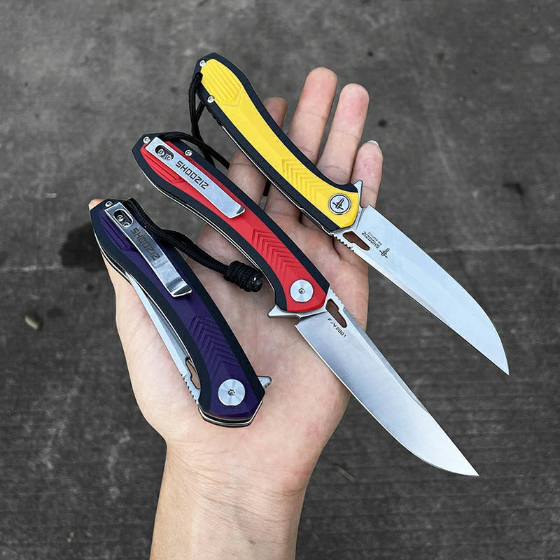 SHOOZIZ™ XUN110-RBGS,Liner Lock,3.55"D2 Steel Satin Blade,Red+Black G10 Handle