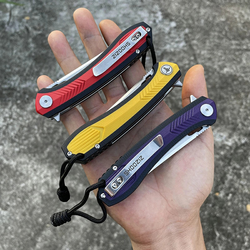 SHOOZIZ™ XUN110-RBGS,Liner Lock,3.55"D2 Steel Satin Blade,Red+Black G10 Handle