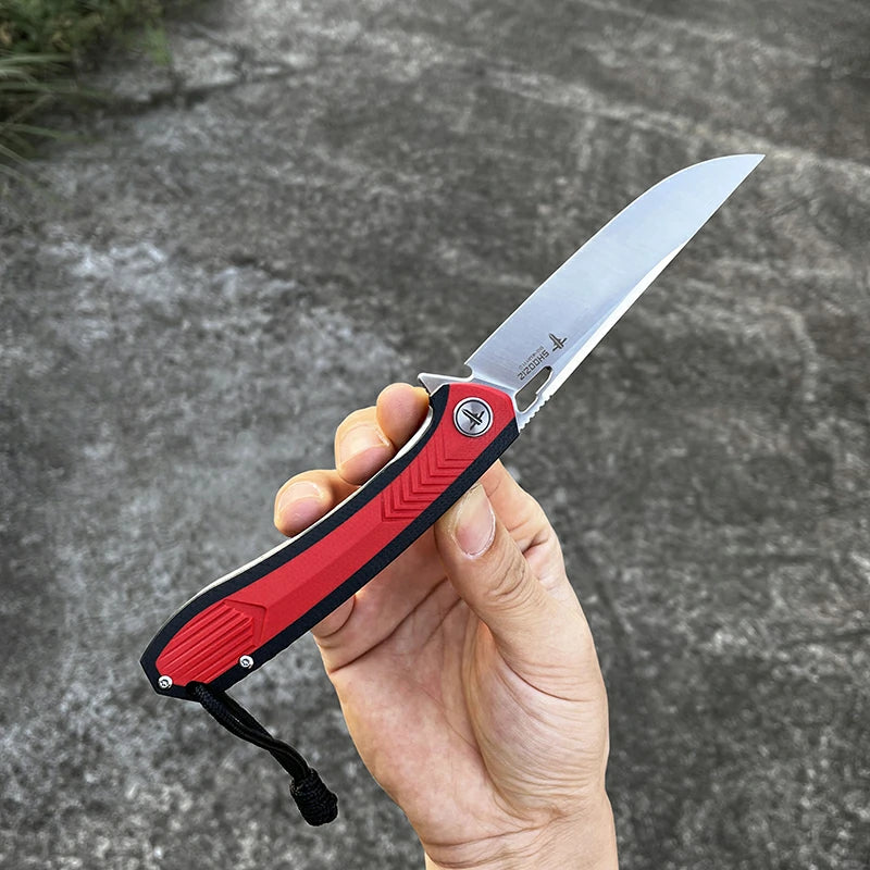 SHOOZIZ™ XUN110-RBGS,Liner Lock,3.55"D2 Steel Satin Blade,Red+Black G10 Handle