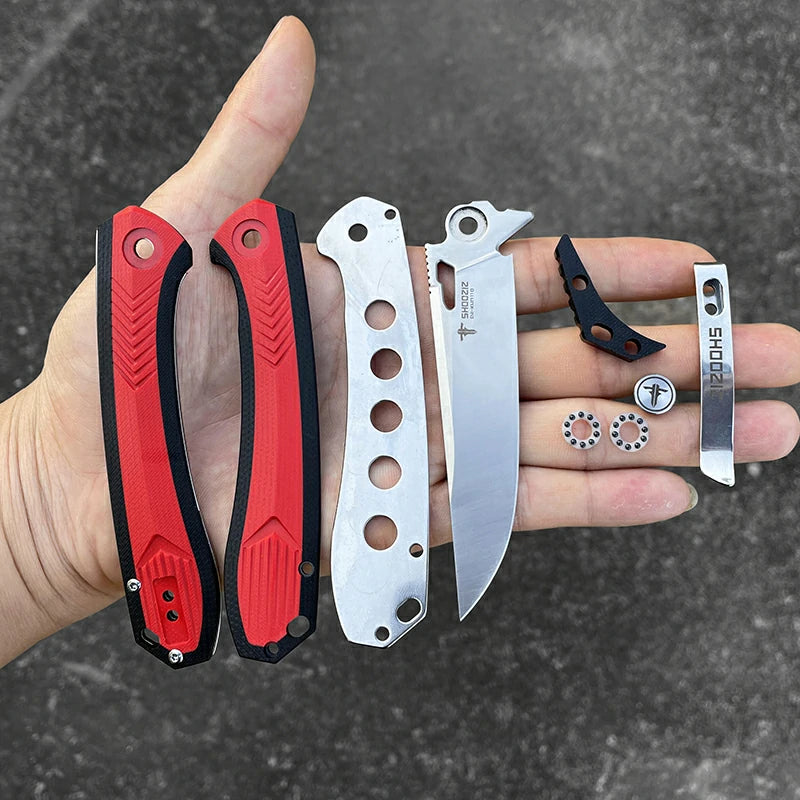 SHOOZIZ™ XUN110-RBGS,Liner Lock,3.55"D2 Steel Satin Blade,Red+Black G10 Handle