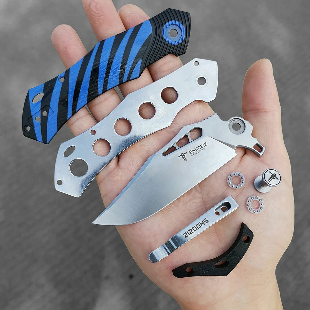 SHOOZIZ™ XUN115-LBGS,Liner Lock,3.55"D2 Steel Satin Blade,Blue + Black G10 Handle