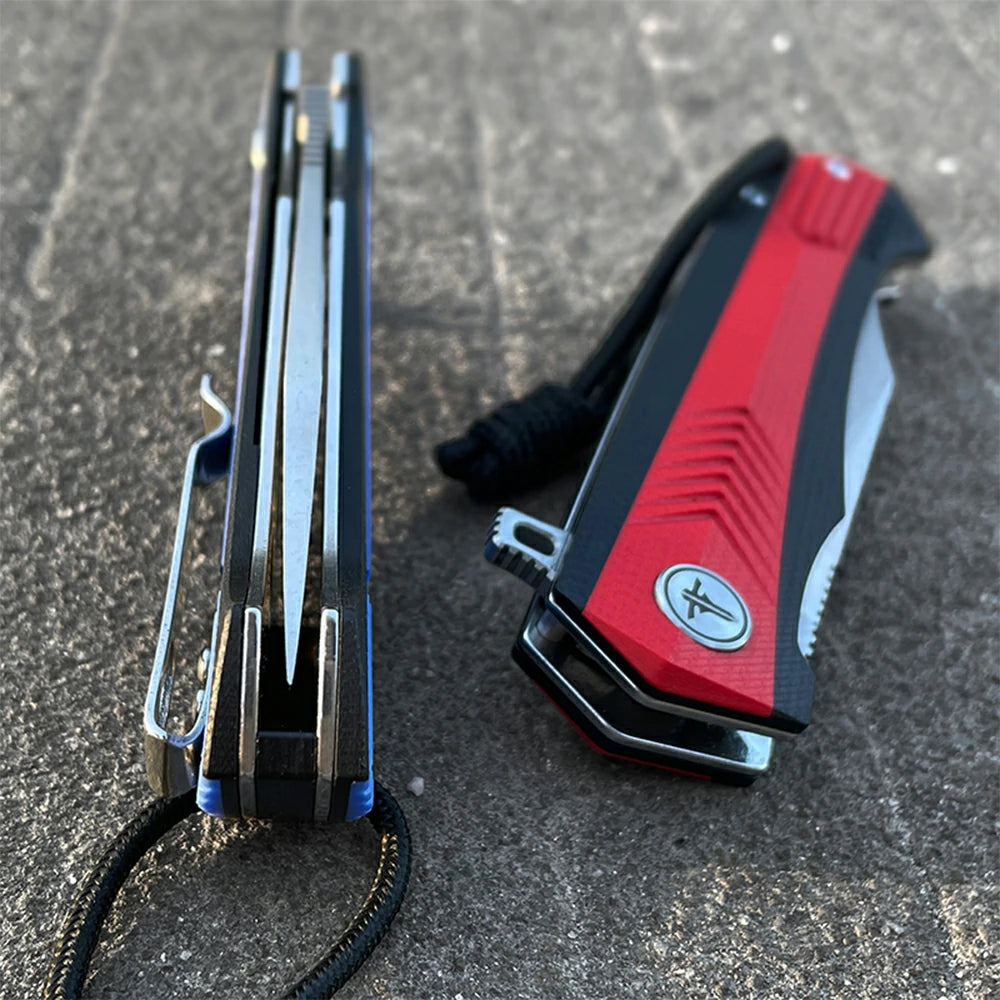 SHOOZIZ™ XUN117-RBGSt,Liner Lock,3.39"D2 Steel Stonewash Blade,Red+BLack G10 Handle