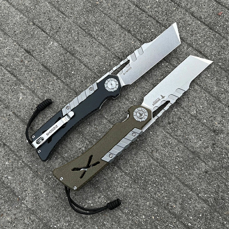 SHOOZIZ™ XUN118-GMSt,Liner Lock,2.96"D2 Steel Stonewash Blade,Amry Green Micarta Handle