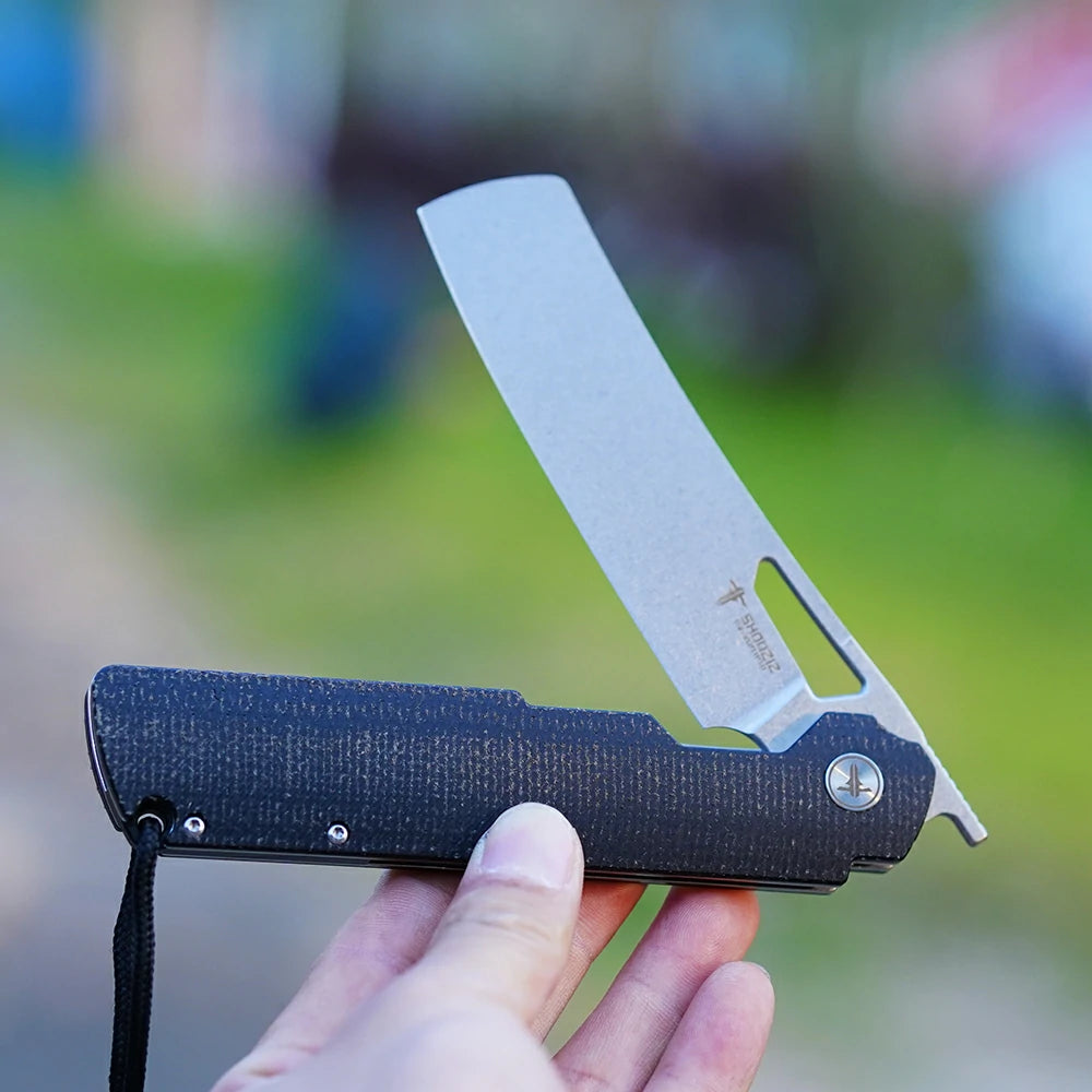 SHOOZIZ™ XUN119A-BMSt,Liner Lock,3.98"D2 Steel Stonewash Blade,Black Micarta Handle