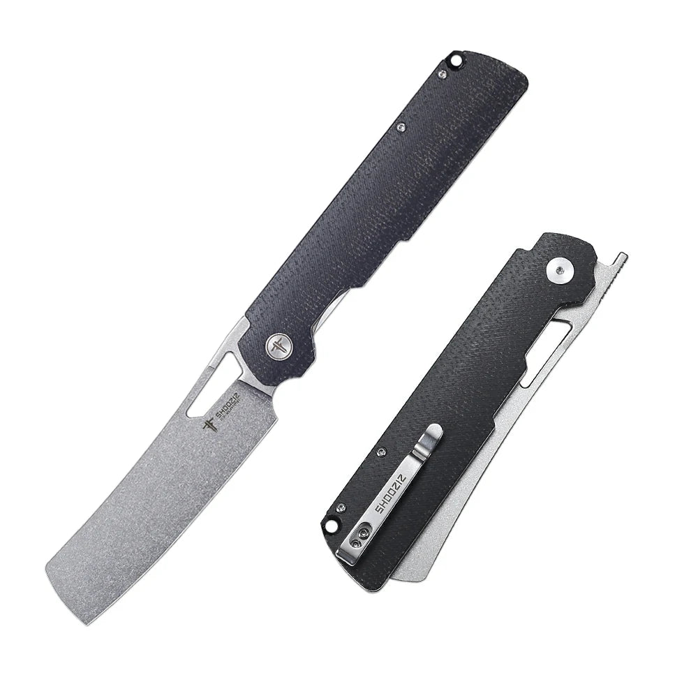 SHOOZIZ™ XUN119A-BMSt,Liner Lock,3.98"D2 Steel Stonewash Blade,Black Micarta Handle