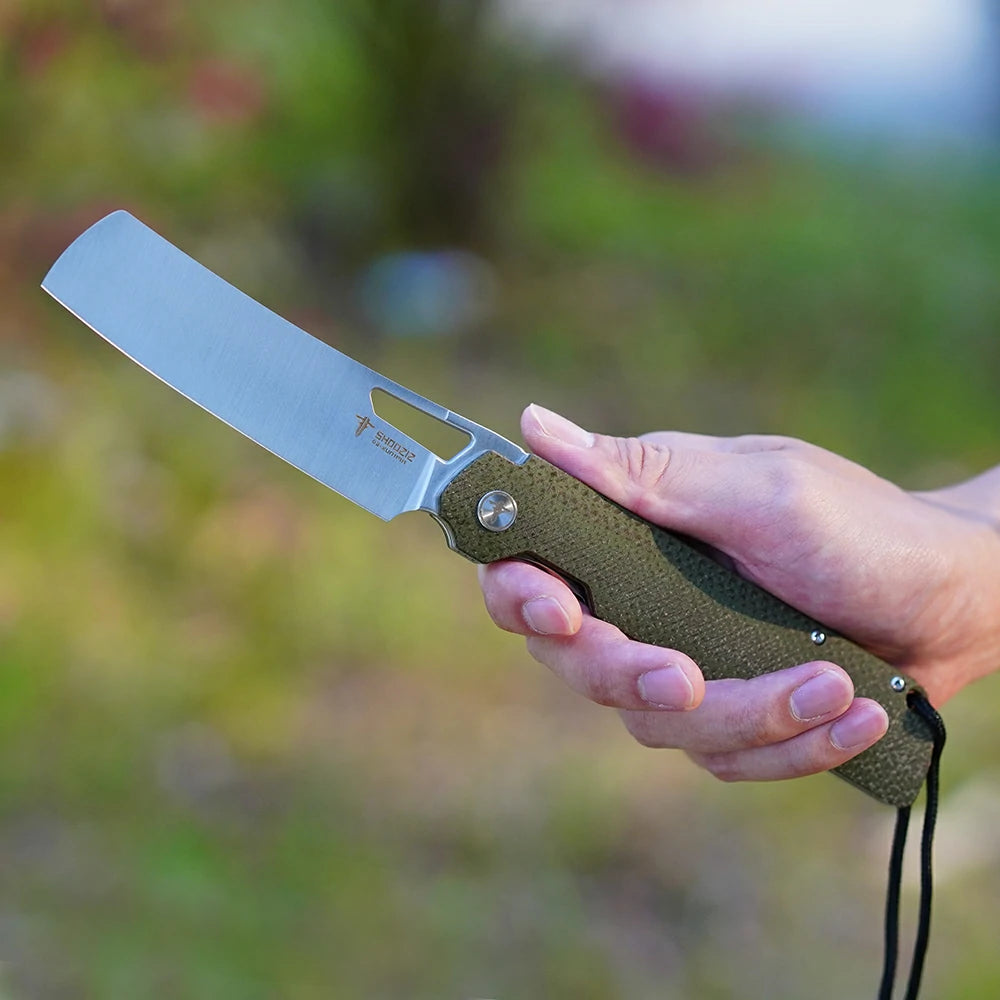 SHOOZIZ™ XUN119A-JGMS,Liner Lock,3.98"D2 Steel Satin Blade,Green Micarta Handle