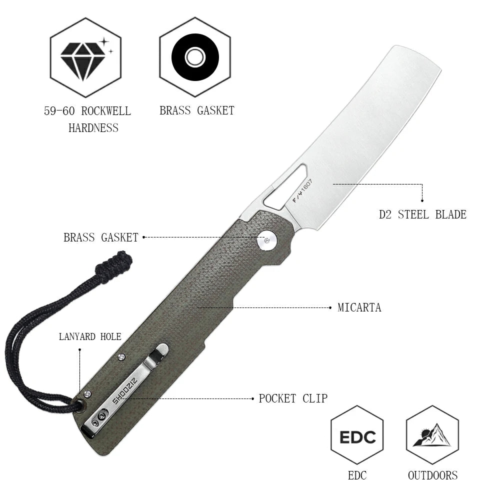SHOOZIZ™ XUN119A-JGMS,Liner Lock,3.98"D2 Steel Satin Blade,Green Micarta Handle