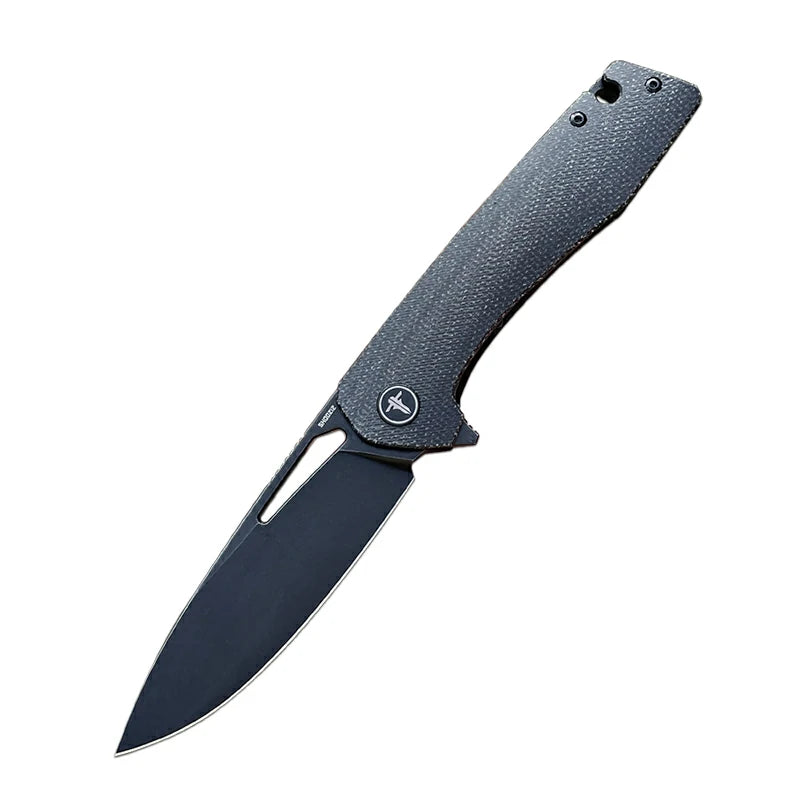 SHOOZIZ™ XUN120-BMB,Liner Lock,3.55"D2 Steel Black PVD Blade,Black Micarta Handle